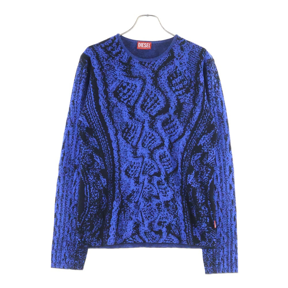 DIESEL(ディーゼル) K-MASTICE ジャガード クルーネック ニットセーター ブルー A17551