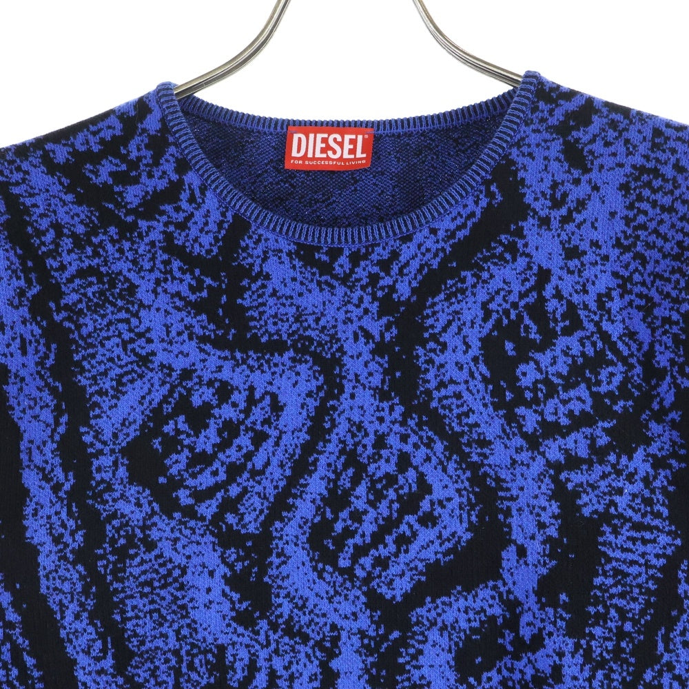 DIESEL(ディーゼル) K-MASTICE ジャガード クルーネック ニットセーター ブルー A17551
