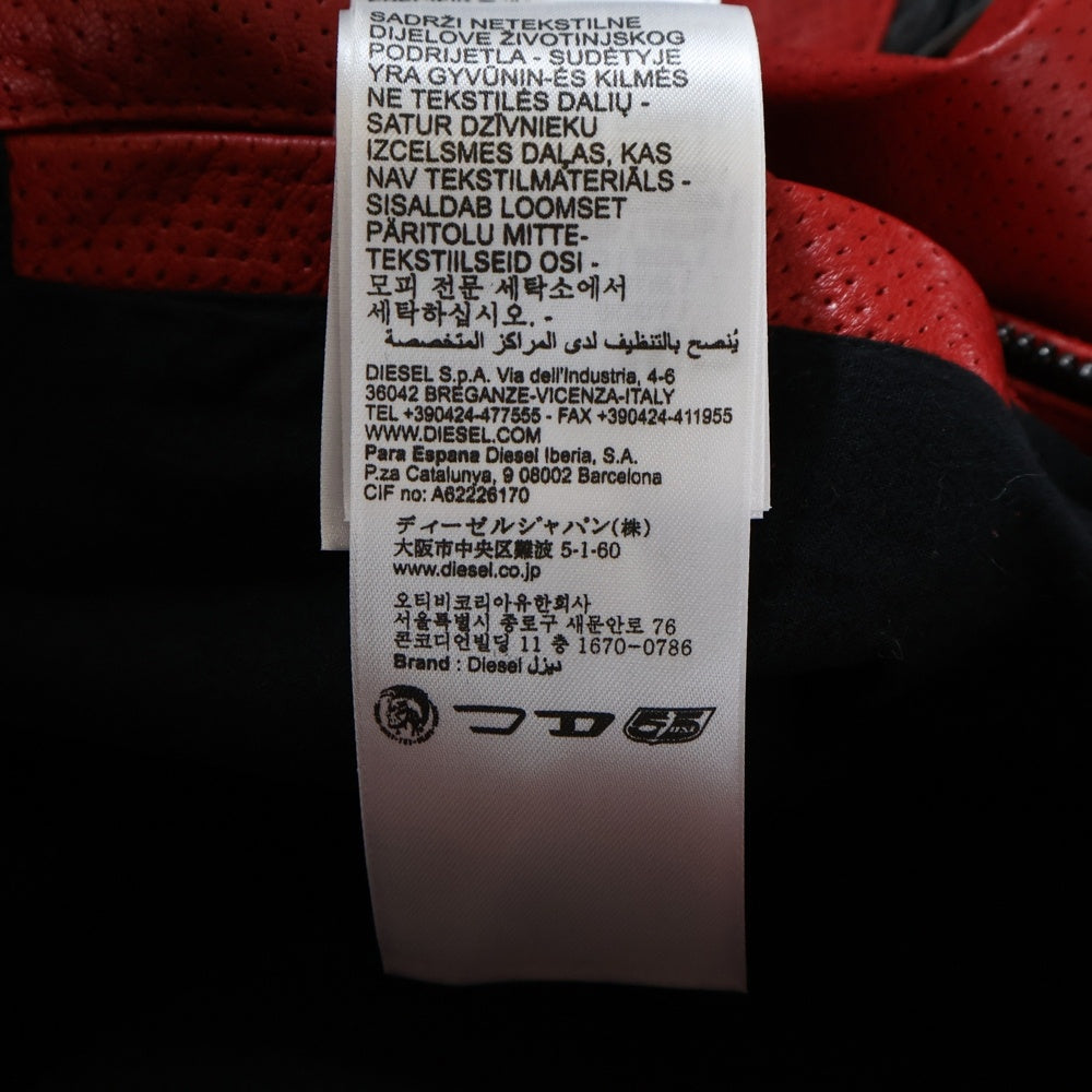 DIESEL(ディーゼル) 24AW L-POP ゴートスキン レザー レーシング ジャケット レッド A16681