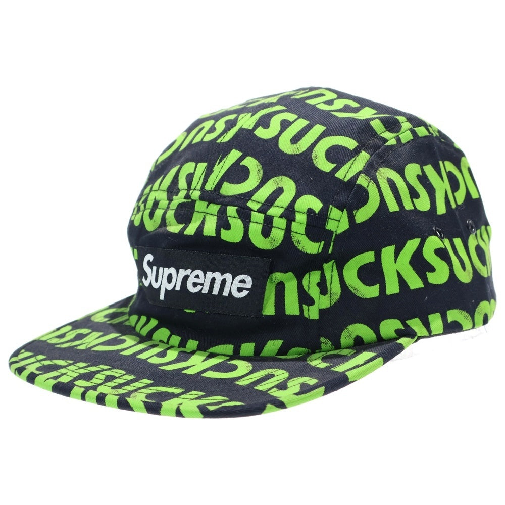 SUPREME(シュプリーム) 16AW Suck Camp Cap 総柄 ボックスロゴ サック キャンプキャップ 帽子 グリーン/ブラック