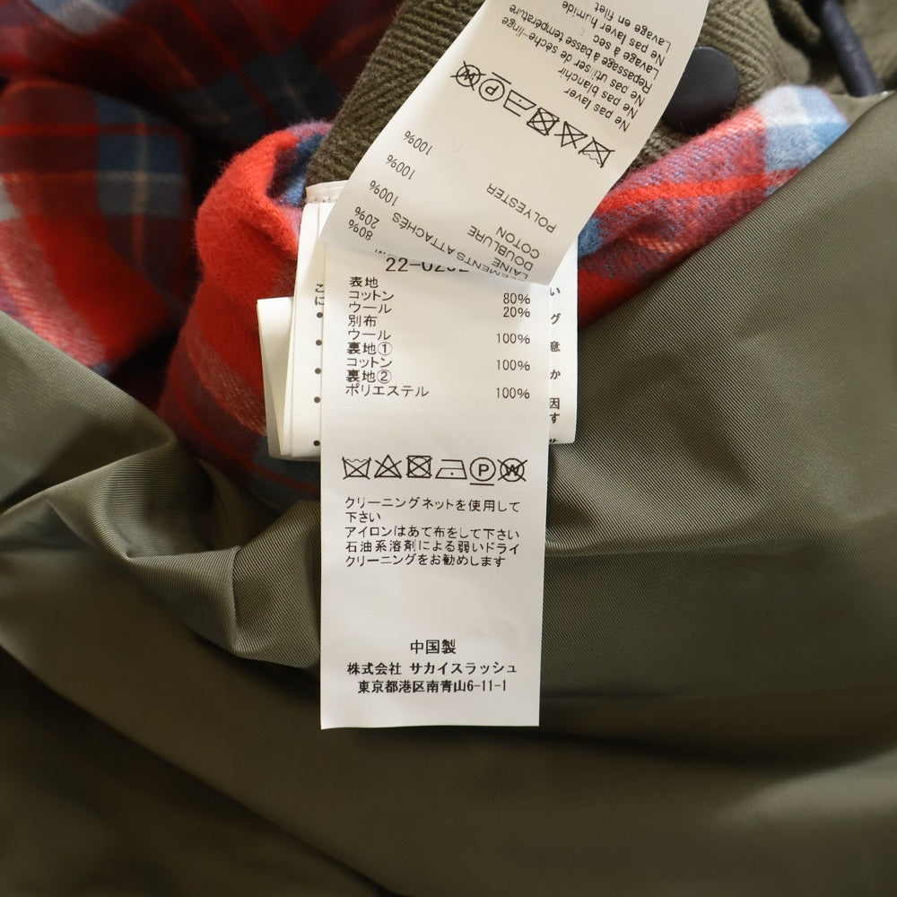 Sacai(サカイ) 22SS Wool Surge Mix Blouson ウールサージミックスブルゾン チェックライニング ミリタリージャケット カーキ 22-02928M