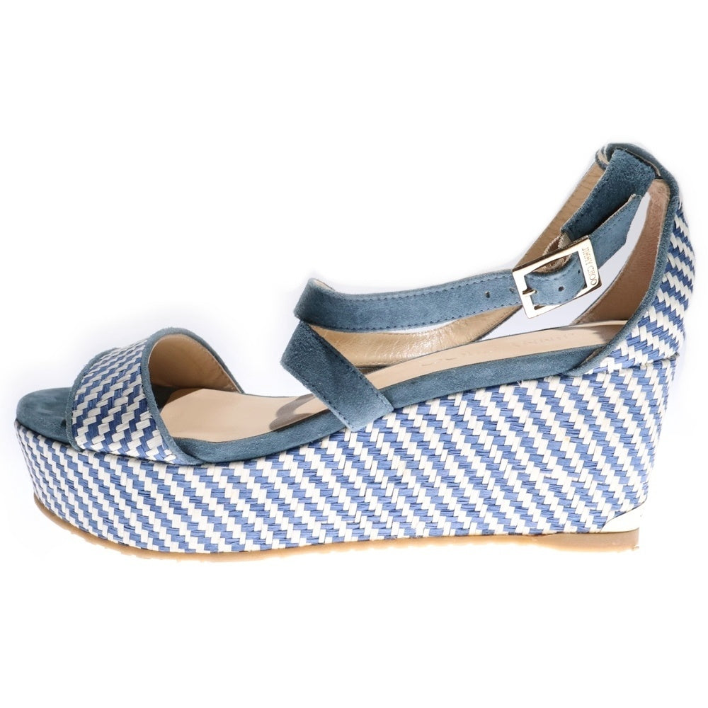 JIMMY CHOO(ジミーチュウ) Perla 120 ペルラ ウェッジソール スエード パンプス ブルー/ベージュ レディース