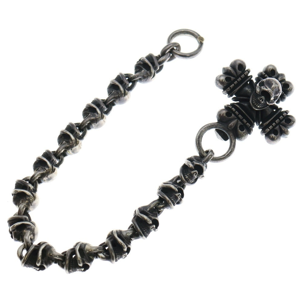 STOP LIGHT(ストップライト) 13 Skull Wallet Chain 13スカル K18 メタル付き ゴシッククロス ウォレットチェーン シルバー