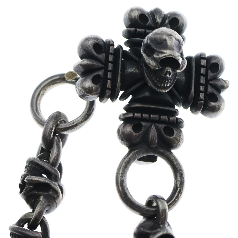 STOP LIGHT(ストップライト) 13 Skull Wallet Chain 13スカル K18 メタル付き ゴシッククロス ウォレットチェーン シルバー