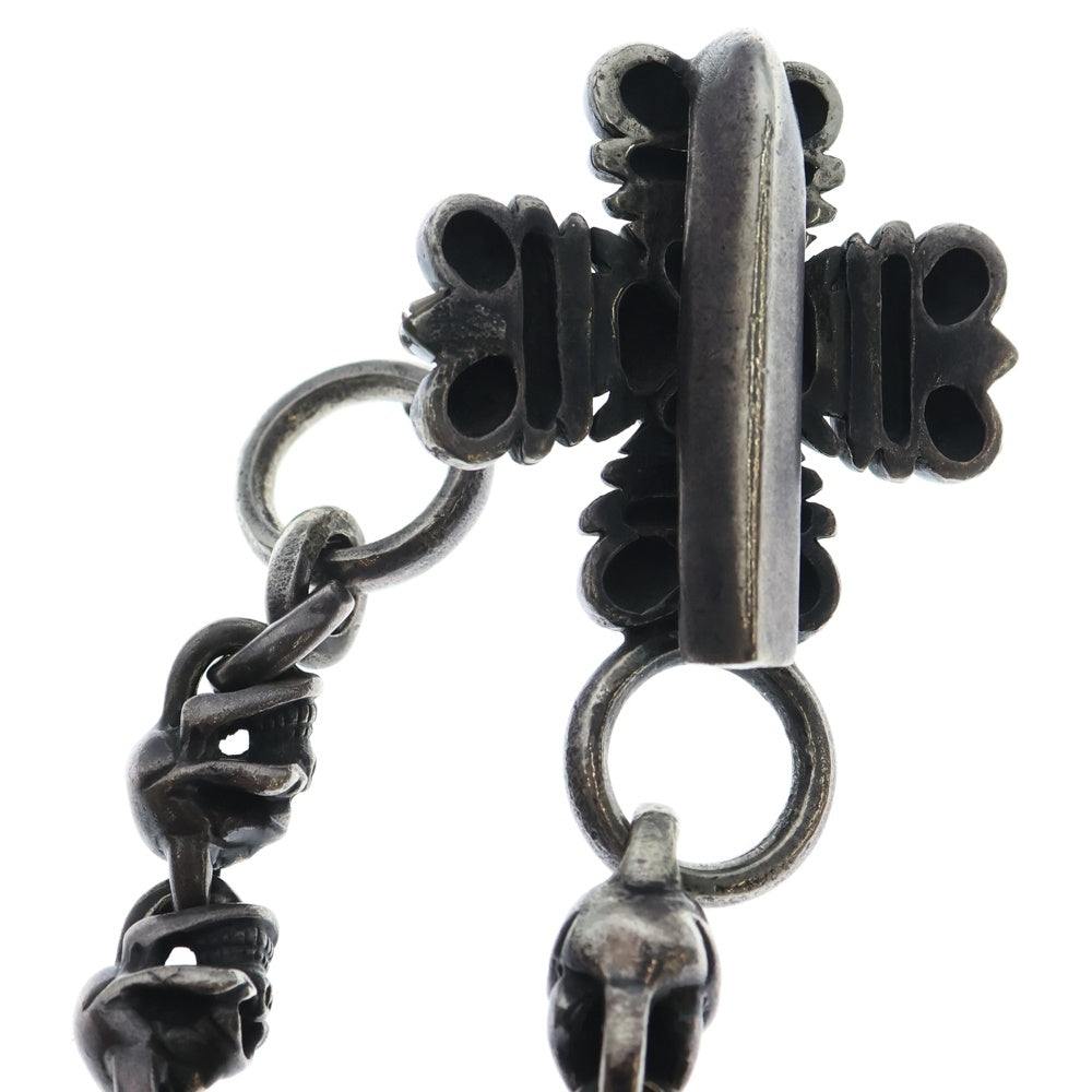 STOP LIGHT(ストップライト) 13 Skull Wallet Chain 13スカル K18 メタル付き ゴシッククロス ウォレットチェーン シルバー