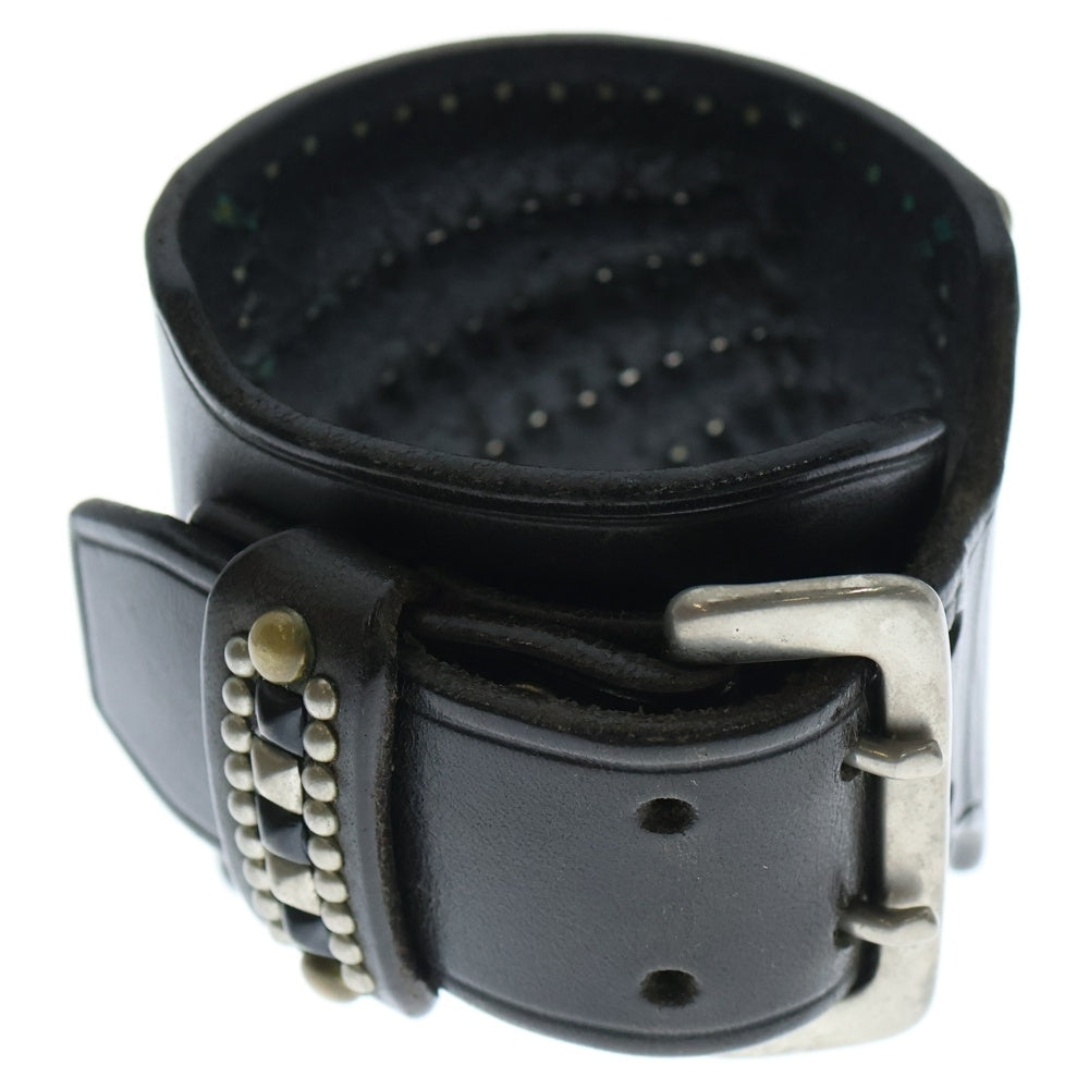 STOP LIGHT(ストップライト) Sunrise Studs Leather Bracelet サンライズスタッズ レザー ブレスレット ブラック/レッド