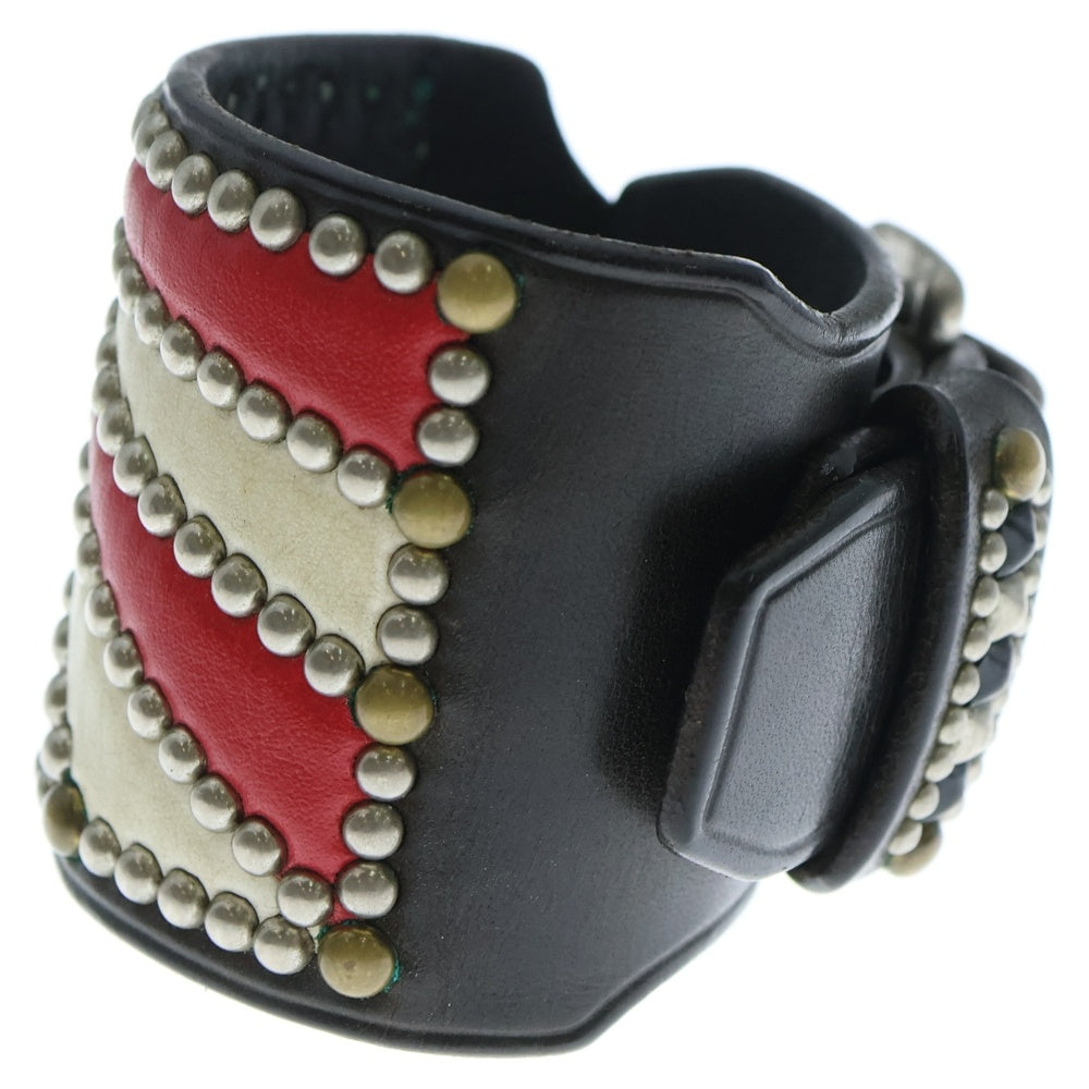 STOP LIGHT(ストップライト) Sunrise Studs Leather Bracelet サンライズスタッズ レザー ブレスレット ブラック/レッド