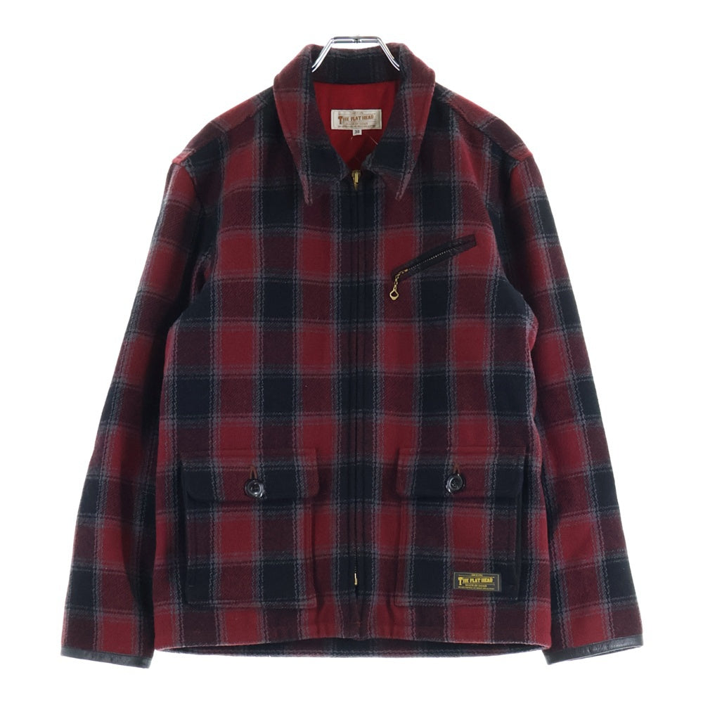 THE FLAT HEAD(フラットヘッド) ウール ジップアップ チェック ジャケット レッド STH-70