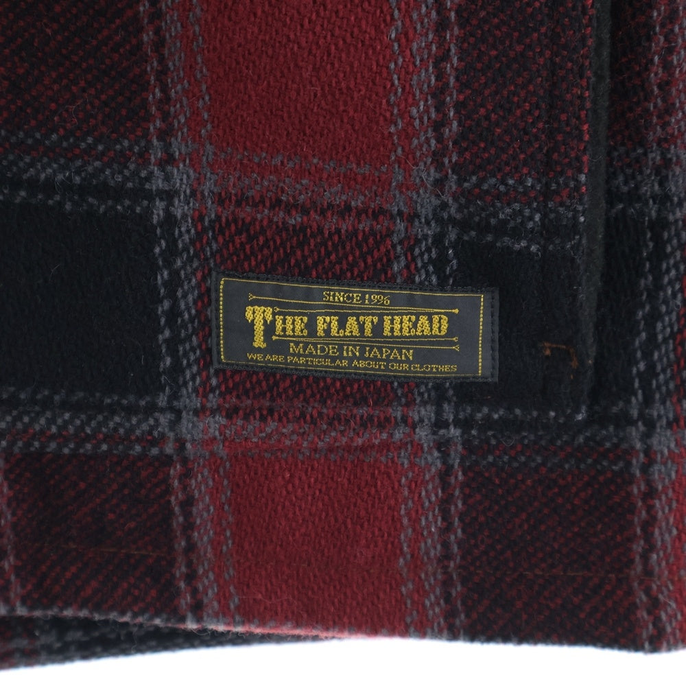 THE FLAT HEAD(フラットヘッド) ウール ジップアップ チェック ジャケット レッド STH-70