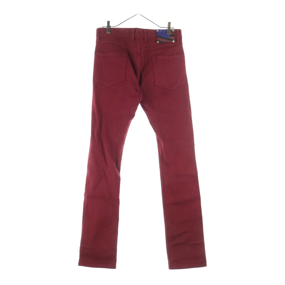 ISAMU KATAYAMA BACKLASH(イサムカタヤマバックラッシュ) パッチ コットン ストレッチ ストレートパンツ レッド 1356-01