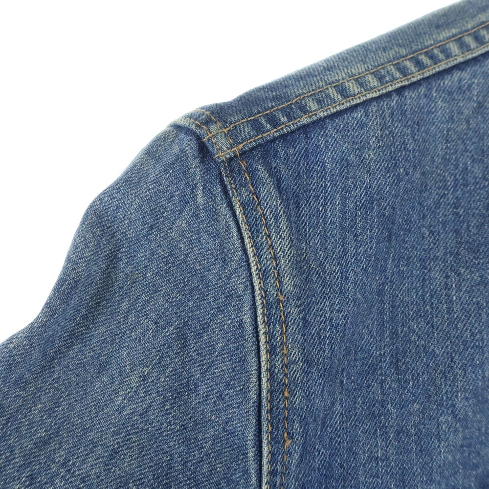 ISAMU KATAYAMA BACKLASH(イサムカタヤマバックラッシュ) ヴィンテージ加工 カーフレザーインディゴ染め フックボタン デニムジャケット インディゴ 1133-03