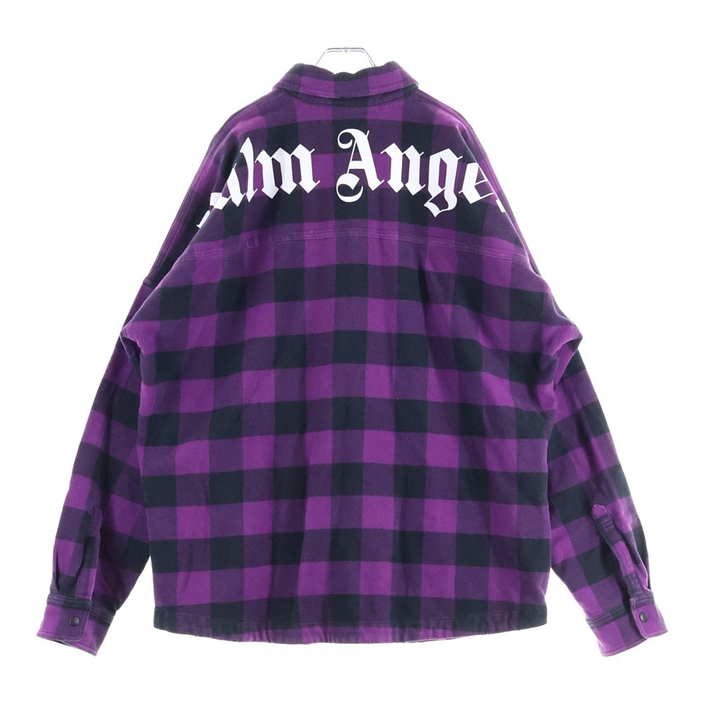 Palm Angels(パームエンジェルス) バックロゴプリント フランネル チェックシャツ パープル PMGA024F22FAB001