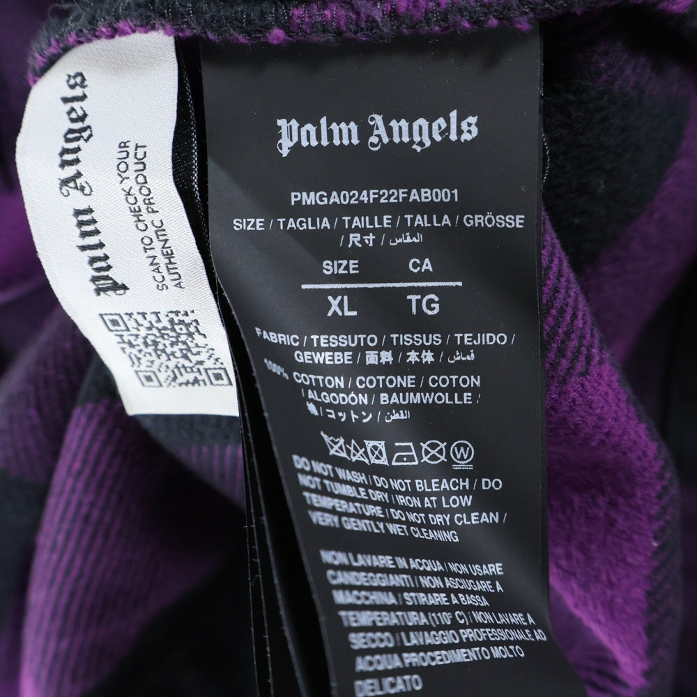 Palm Angels(パームエンジェルス) バックロゴプリント フランネル チェックシャツ パープル PMGA024F22FAB001