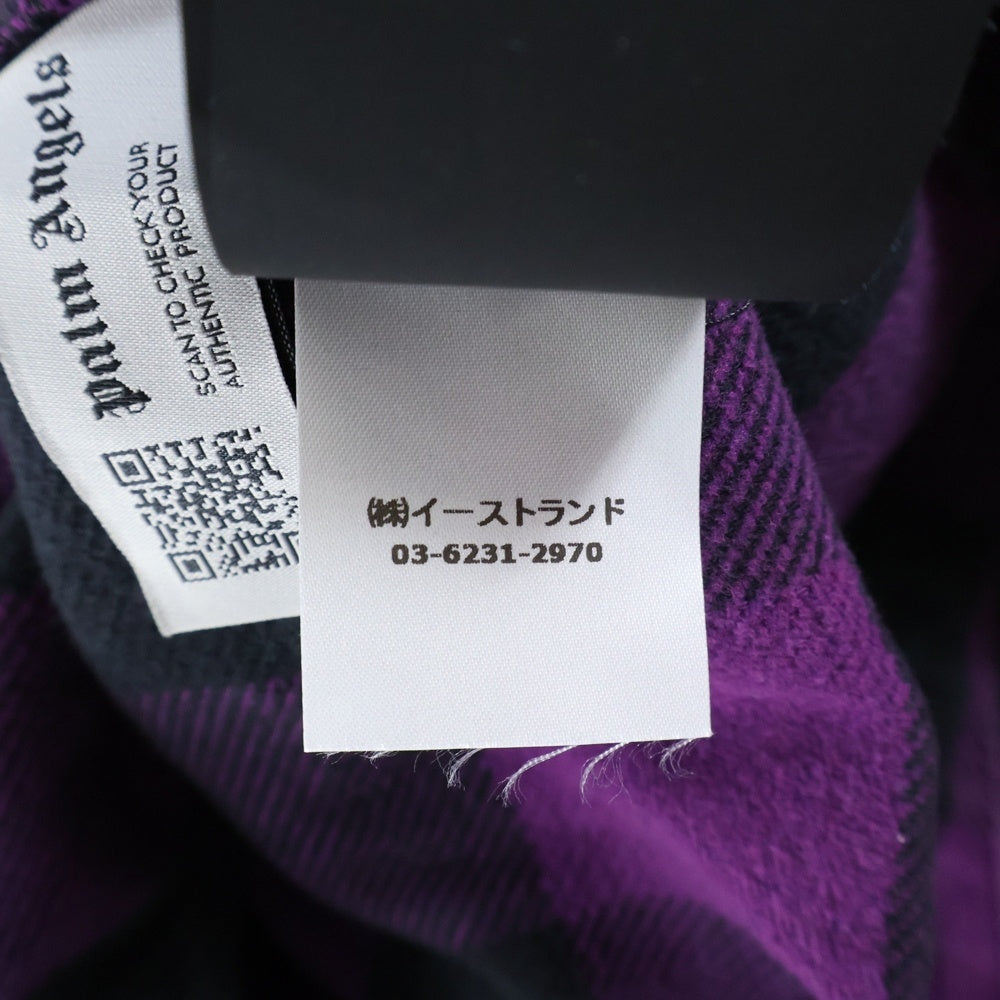 Palm Angels(パームエンジェルス) バックロゴプリント フランネル チェックシャツ パープル PMGA024F22FAB001