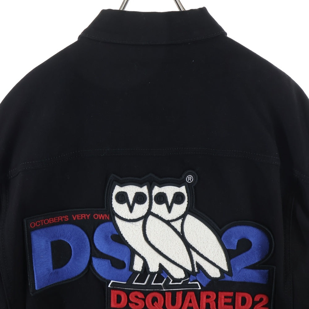 DSQUARED2(ディースクエアード) ×OVO OCTOBER'S VERY OWN バックロゴパッチ フクロウ デニムジャケット ブラック S74AM1120