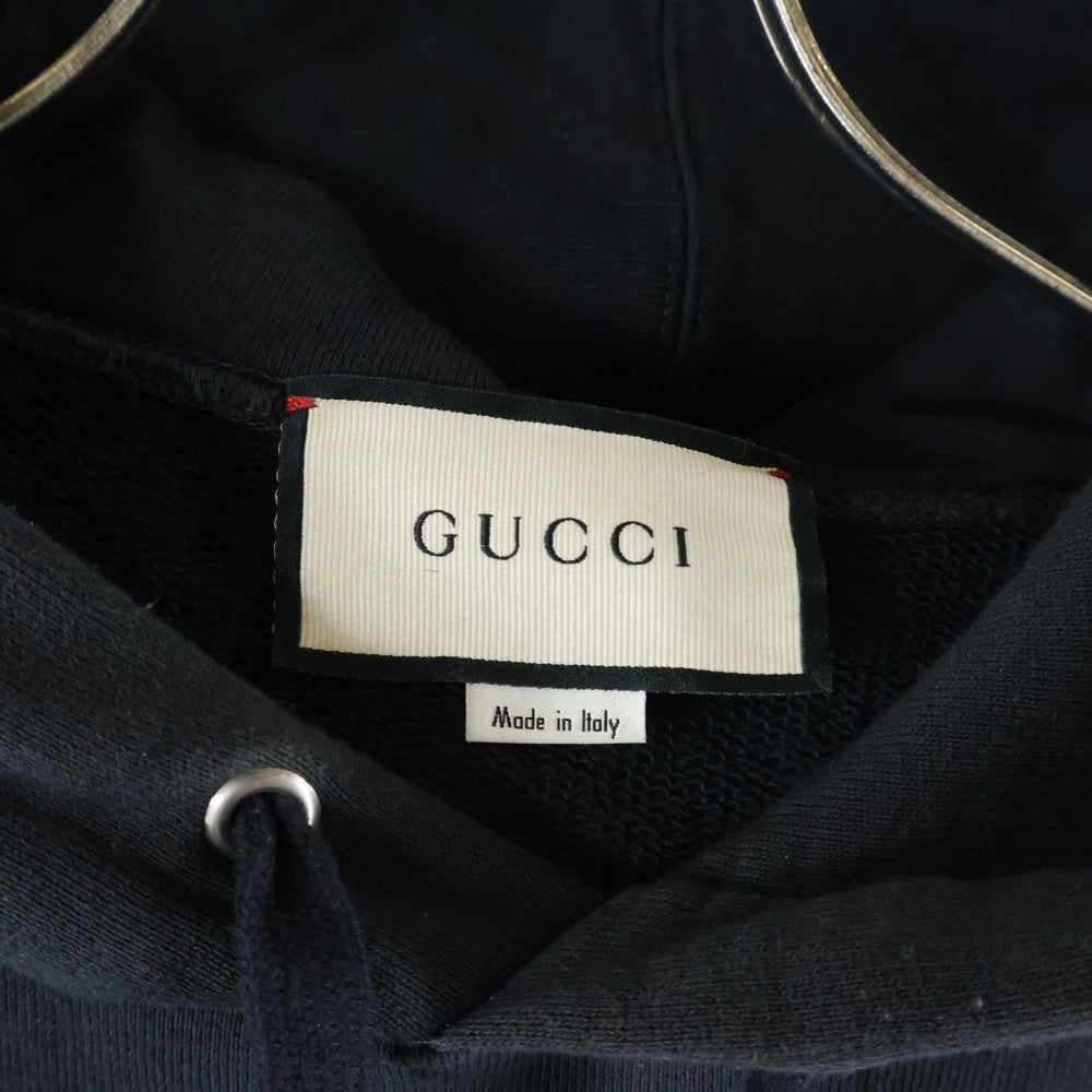 GUCCI(グッチ) 20SS HAWAII PRINT HOODIE ハワイアンロゴプリント プルオーバーパーカー スウェットフーディ ブラック 626989 XJCSP