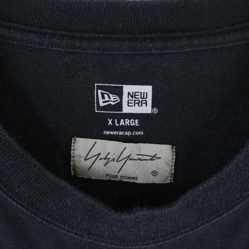 Yohji Yamamoto POUR HOMME(ヨウジヤマモト プールオム) 20SS ×NEW ERA SS COTTON TEE ニューエラ ロゴプリント クルーネック 半袖Tシャツ カットソー ブラック HN-T97-081