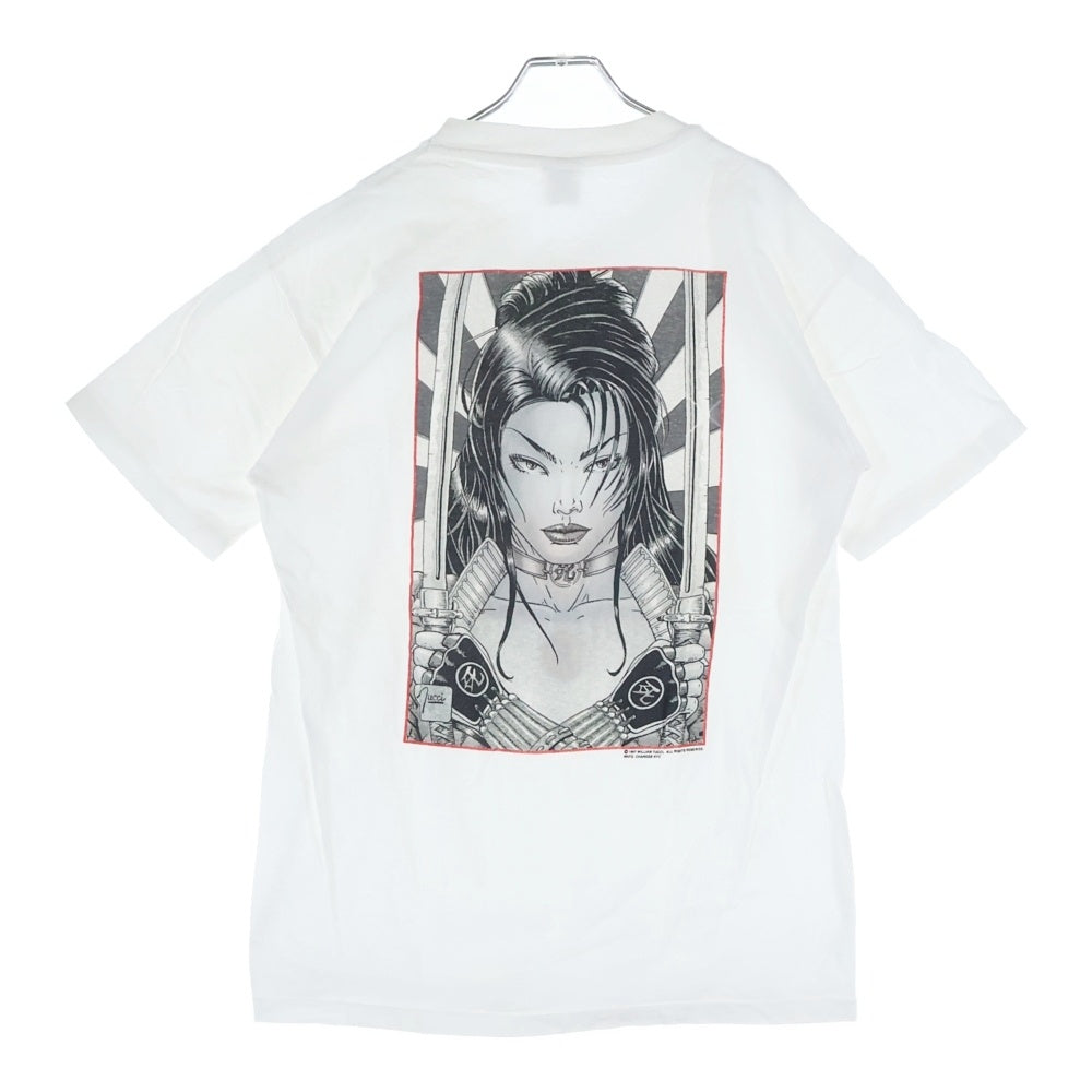 VINTAGE(ヴィンテージ) 90S SHI ANA ISHIKAWA anvilタグ クルーネック半袖Tシャツ カットソー ホワイト