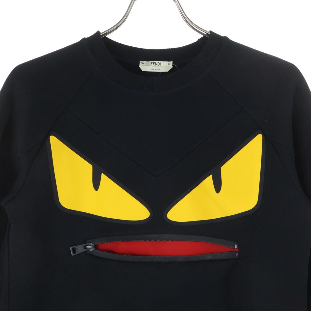 FENDI(フェンディ) 19SS モンスター フロントジップ クルーネック スウェット トレーナー ブラック