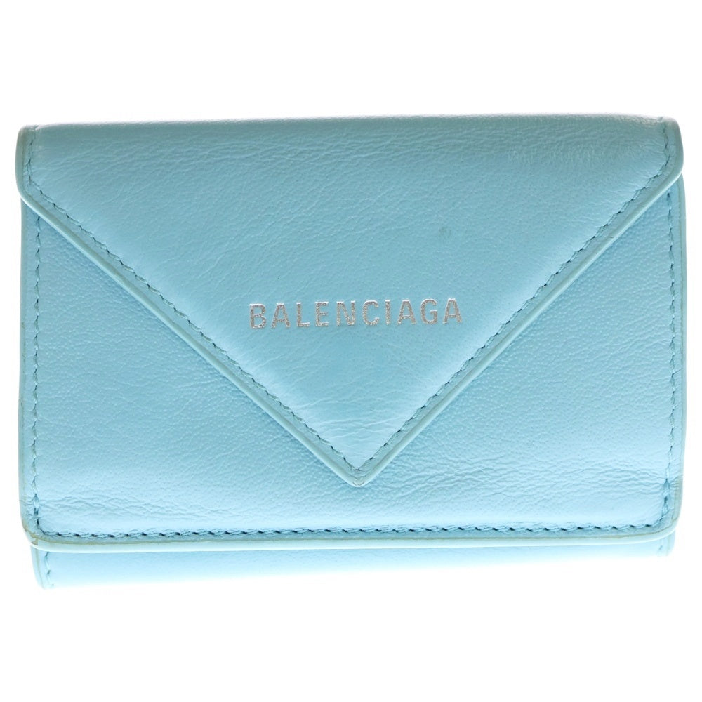 BALENCIAGA(バレンシアガ) ペーパーミニウォレット 三つ折り財布 ライトブルー 391446