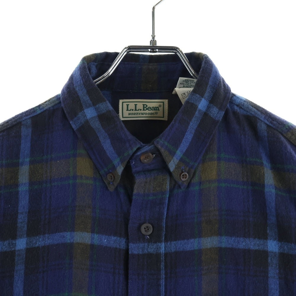 L.L.Bean(エルエルビーン) 90S VINTAGE Flannel L/S Shirt ヴィンテージ ボタンダウン フランネル 長袖チェックシャツ ネイビー/ブルー
