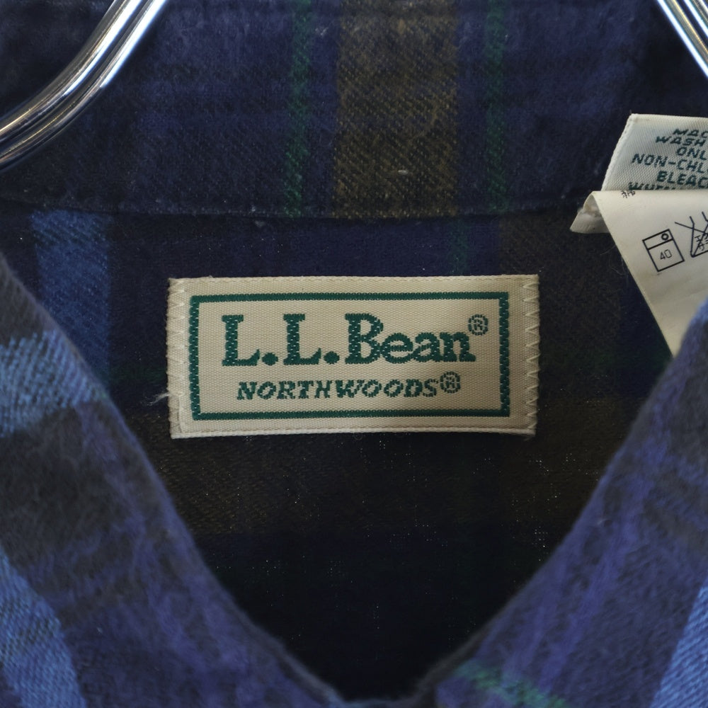 L.L.Bean(エルエルビーン) 90S VINTAGE Flannel L/S Shirt ヴィンテージ ボタンダウン フランネル 長袖チェックシャツ ネイビー/ブルー