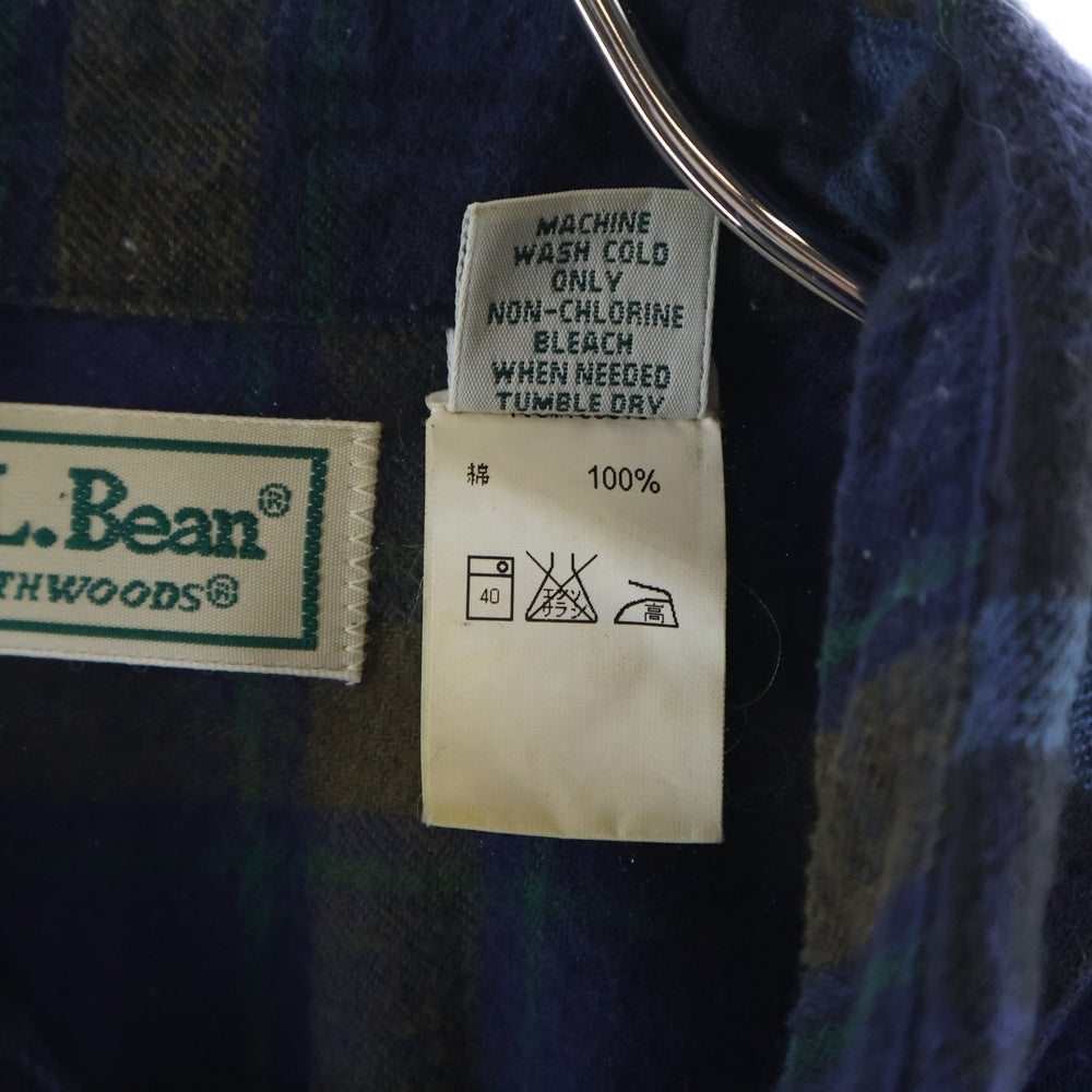 L.L.Bean(エルエルビーン) 90S VINTAGE Flannel L/S Shirt ヴィンテージ ボタンダウン フランネル 長袖チェックシャツ ネイビー/ブルー