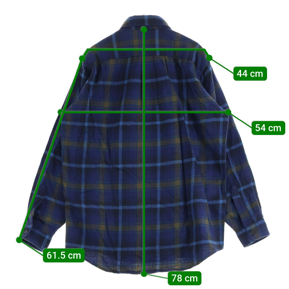 L.L.Bean(エルエルビーン) 90S VINTAGE Flannel L/S Shirt ヴィンテージ ボタンダウン フランネル 長袖チェックシャツ ネイビー/ブルー