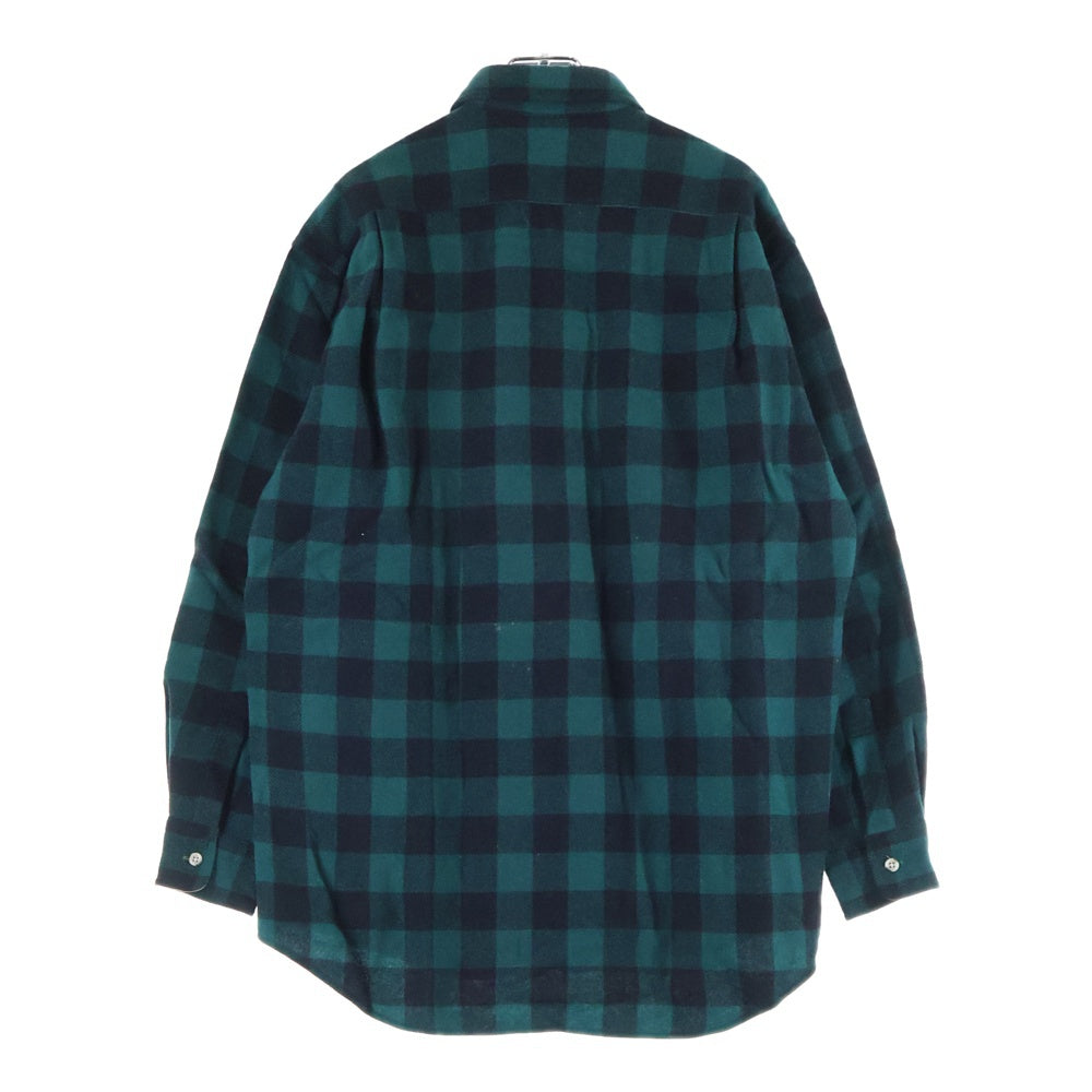 Eddie Bauer(エディバウワー) 70-80S VINTAGE ヴィンテージ ブロックチェック フランネル長袖シャツ グリーン/ブラック