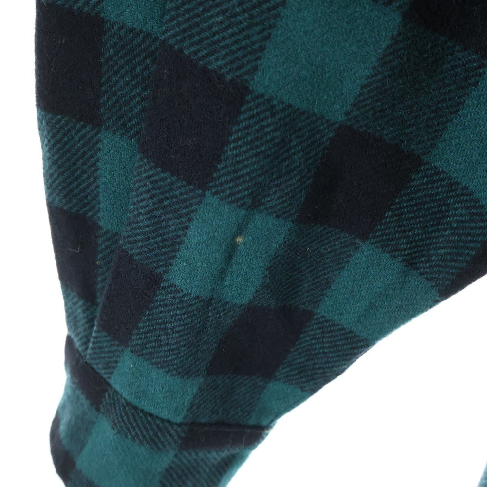 Eddie Bauer(エディバウワー) 70-80S VINTAGE ヴィンテージ ブロックチェック フランネル長袖シャツ グリーン/ブラック
