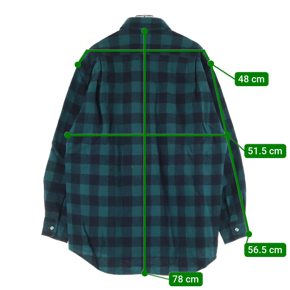 Eddie Bauer(エディバウワー) 70-80S VINTAGE ヴィンテージ ブロックチェック フランネル長袖シャツ グリーン/ブラック