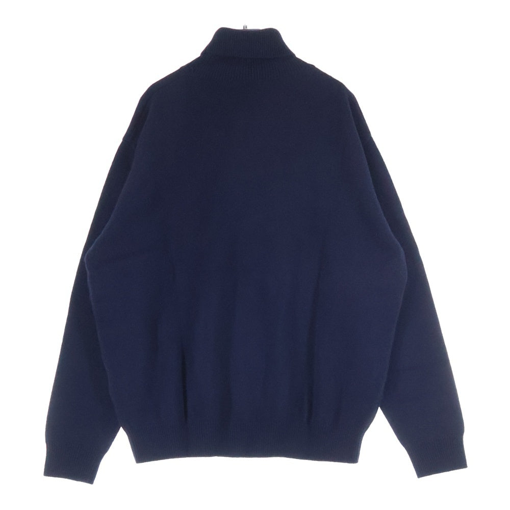 PAPAS(パパス) Logo Embroidery Turtle Neck Sweater ロゴ刺繍 タートルネック ニットセーター ネイビー D0434KSW011