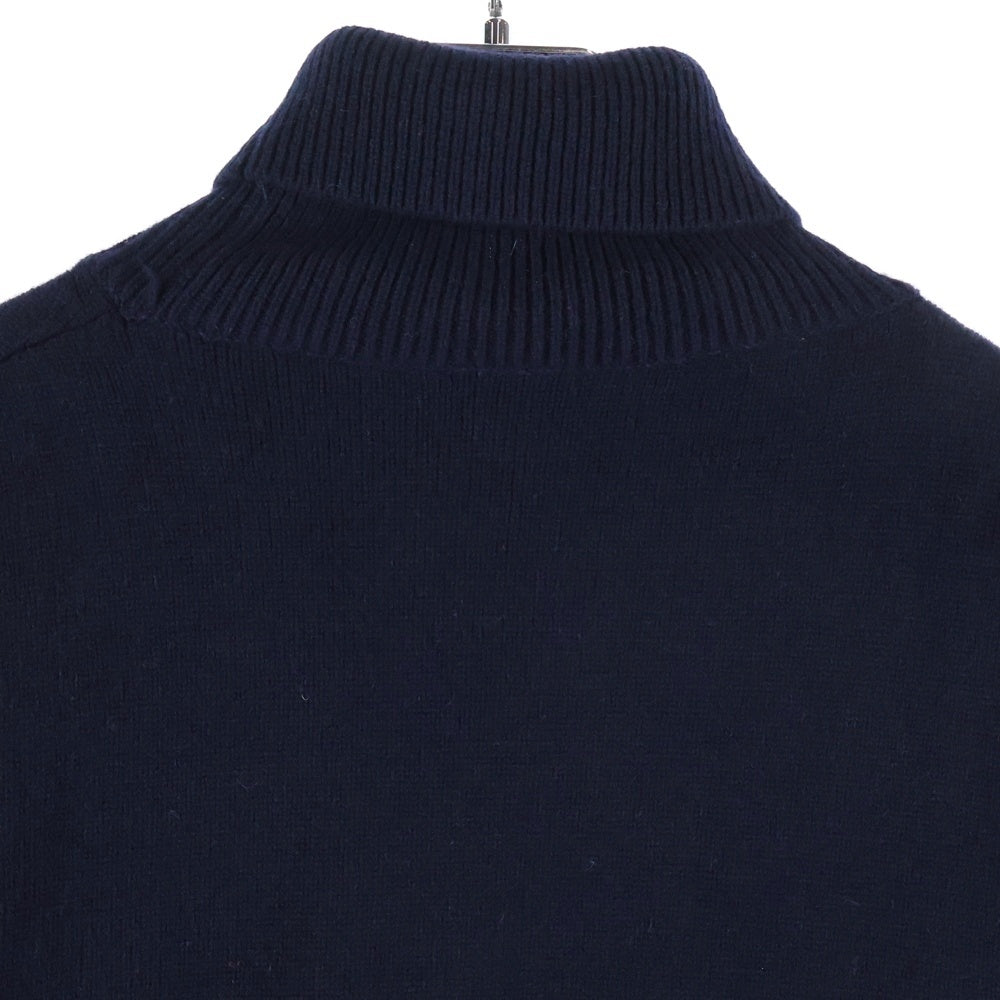 PAPAS(パパス) Logo Embroidery Turtle Neck Sweater ロゴ刺繍 タートルネック ニットセーター ネイビー D0434KSW011