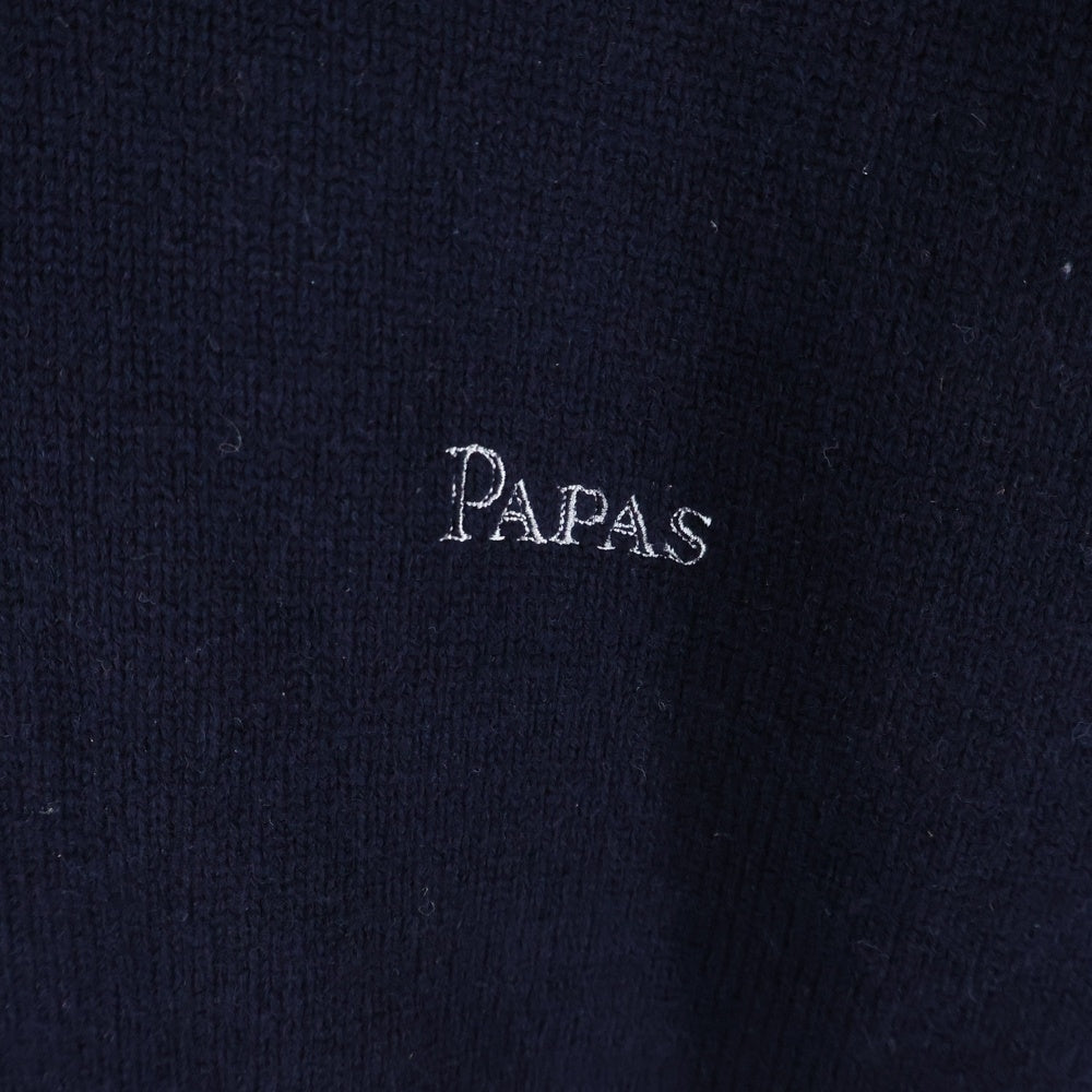 PAPAS(パパス) Logo Embroidery Turtle Neck Sweater ロゴ刺繍 タートルネック ニットセーター ネイビー D0434KSW011