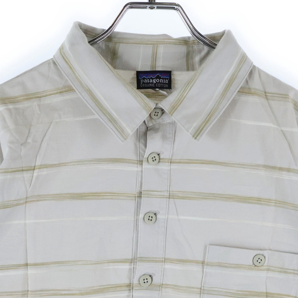 PATAGONIA(パタゴニア) ハーフボタン ボーダー 半袖シャツ グレー