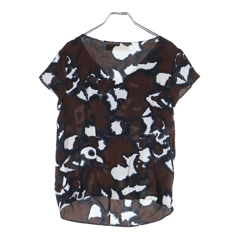 MARNI(マルニ) 総柄 レーヨン 半袖Tシャツ ブラウス ブラウン レディース