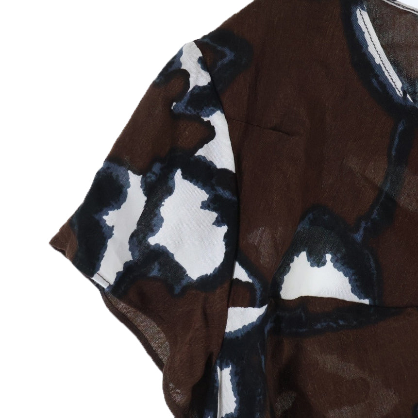 MARNI(マルニ) 総柄 レーヨン 半袖Tシャツ ブラウス ブラウン レディース