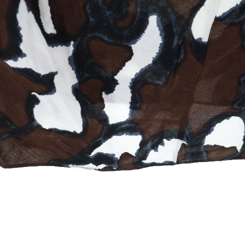 MARNI(マルニ) 総柄 レーヨン 半袖Tシャツ ブラウス ブラウン レディース