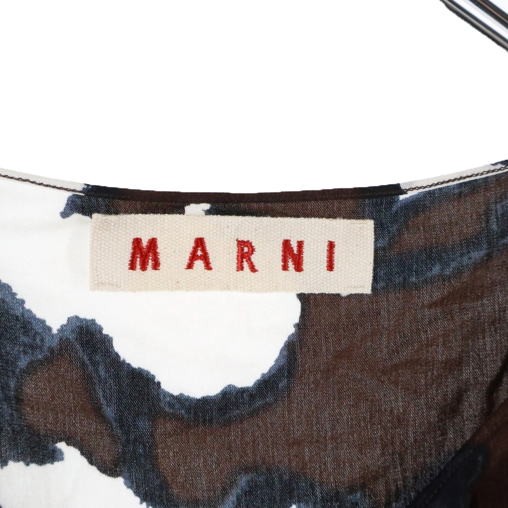 MARNI(マルニ) 総柄 レーヨン 半袖Tシャツ ブラウス ブラウン レディース