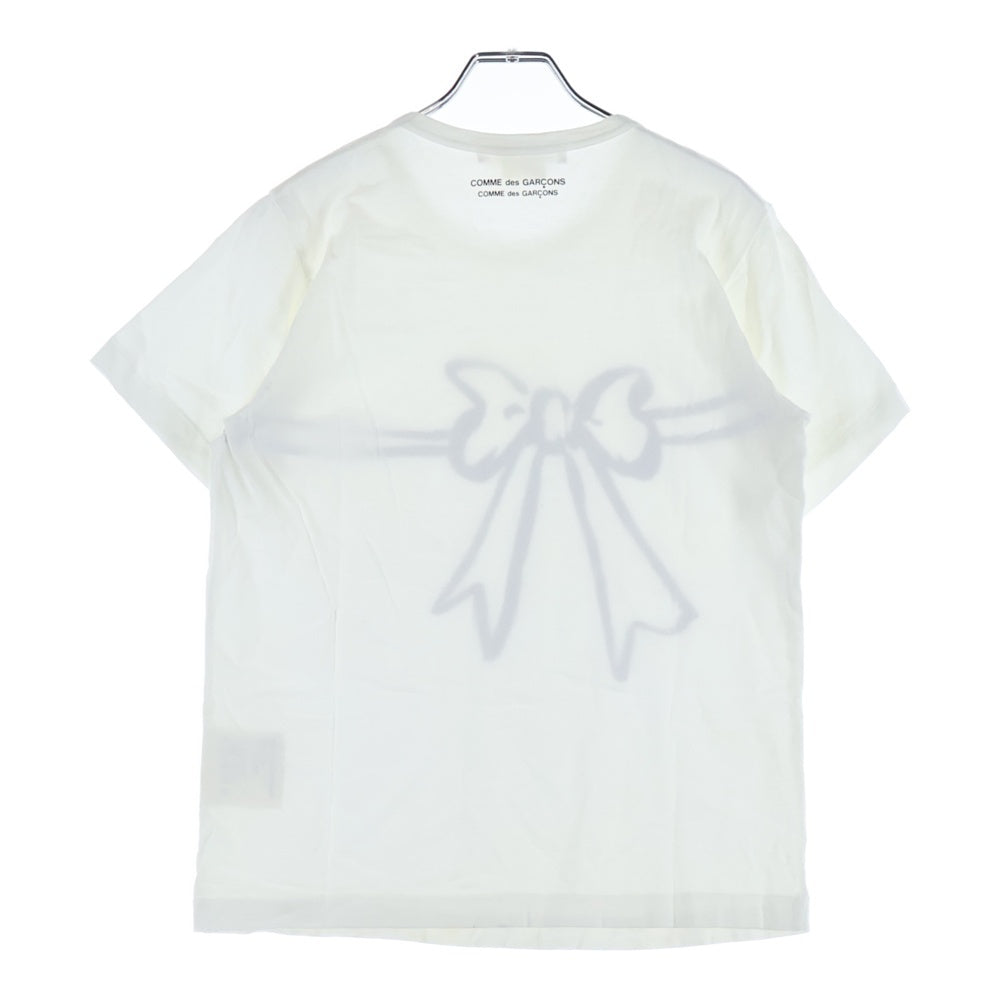 COMME des GARCONS COMME des GARCONS(コムデギャルソンコムデギャルソン) 09SS リボンプリント クルーネック 半袖Tシャツカットソー ホワイト RC-T033 AD2008 レディース