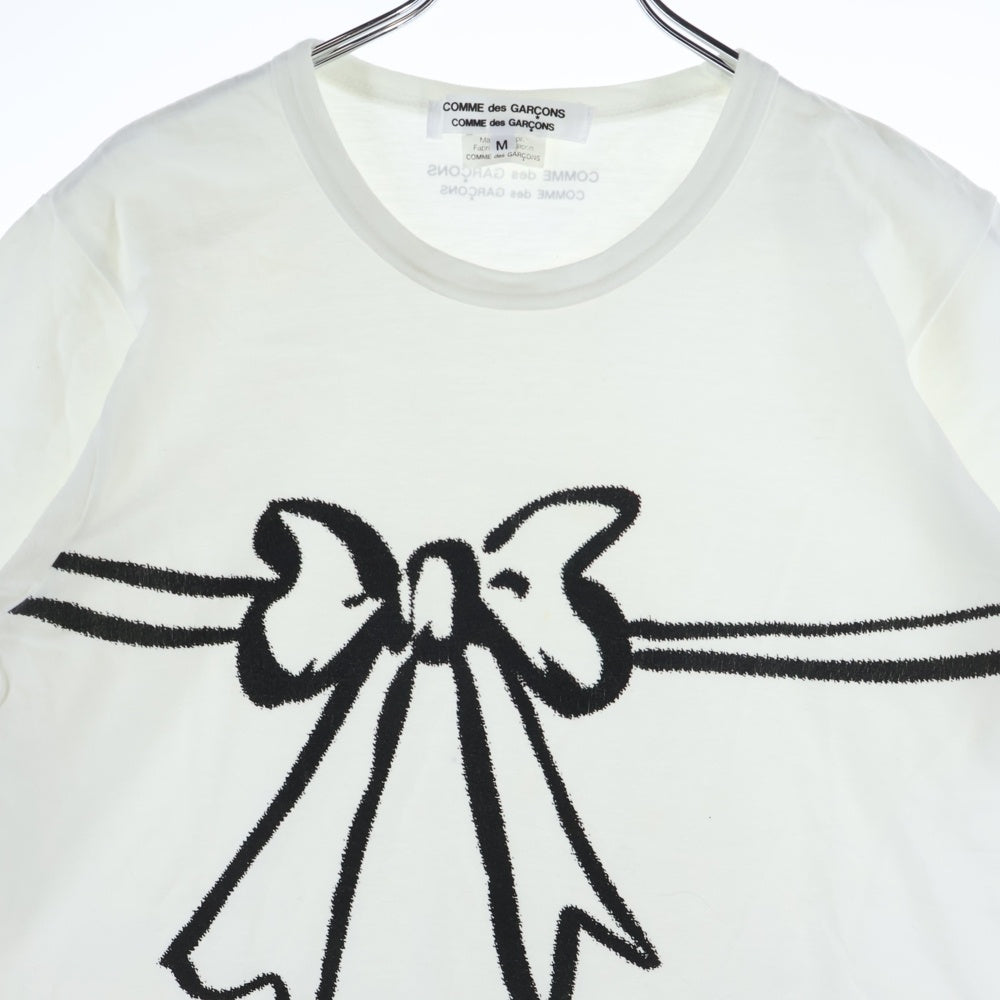 COMME des GARCONS COMME des GARCONS(コムデギャルソンコムデギャルソン) 09SS リボンプリント クルーネック 半袖Tシャツカットソー ホワイト RC-T033 AD2008 レディース