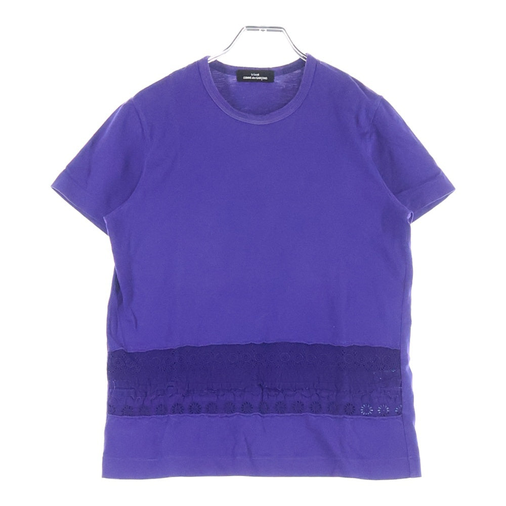 tricot COMME des GARCONS(トリコ コム デ ギャルソン) 06SS レースデザイン クルーネック 半袖Tシャツカットソー パープル TQ-T010 AD2005 レディース