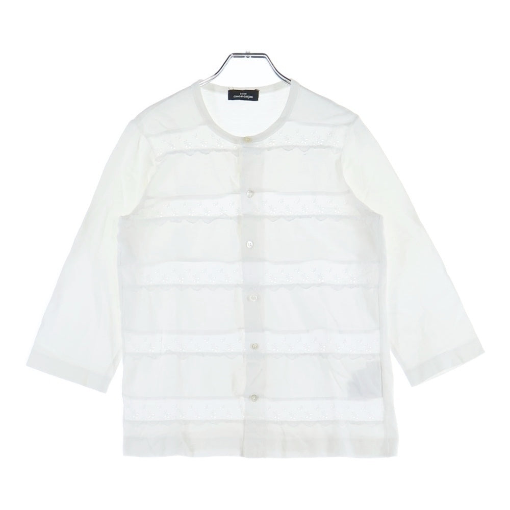 tricot COMME des GARCONS(トリコ コム デ ギャルソン) 07SS レースデザイン ノーカラー 長袖シャツ ホワイト TS-T085 AD2006 レディース