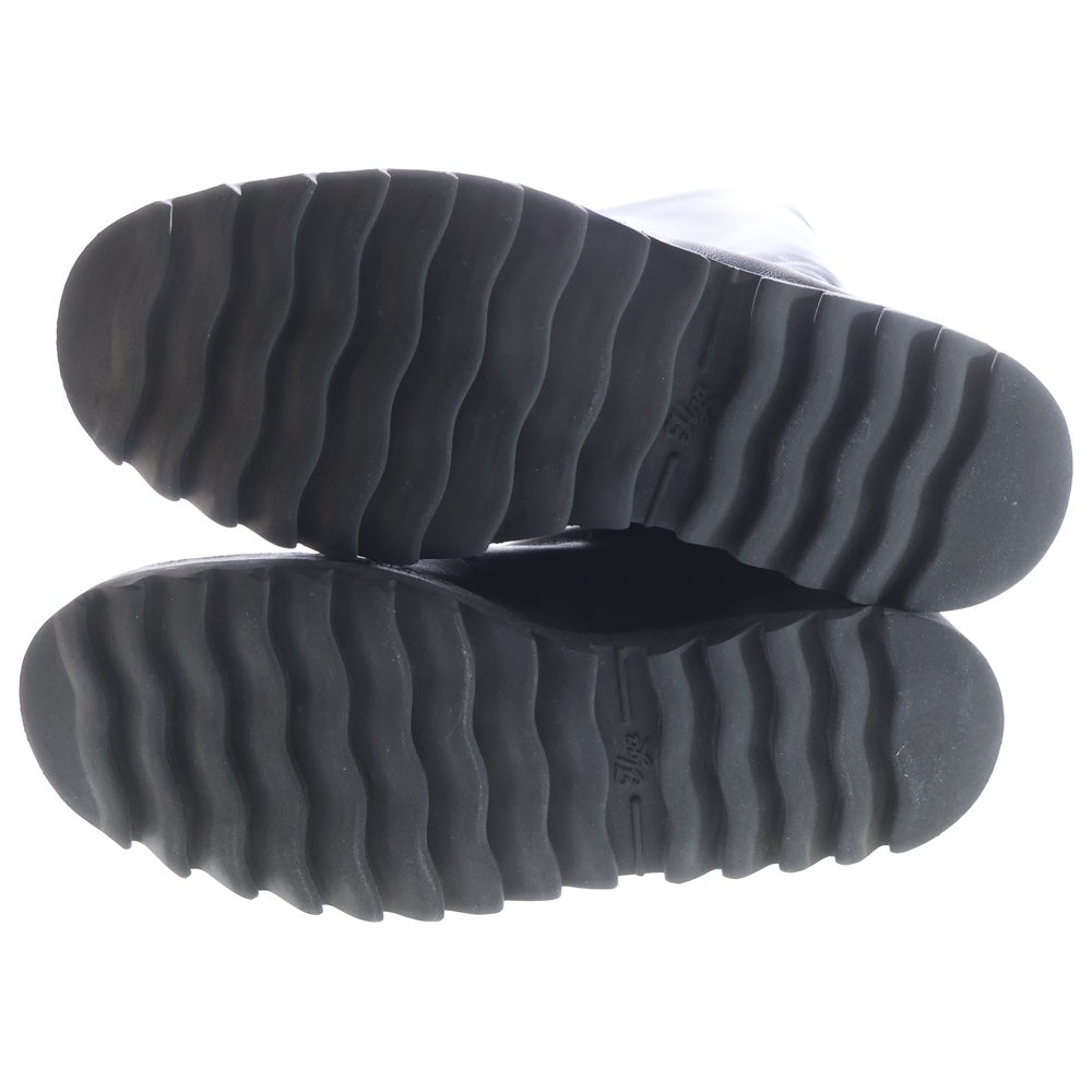 JIL SANDER(ジルサンダー) Leather Ridinh Boots ナイロンパッチワーク レザー ロングブーツ ブラック レディース