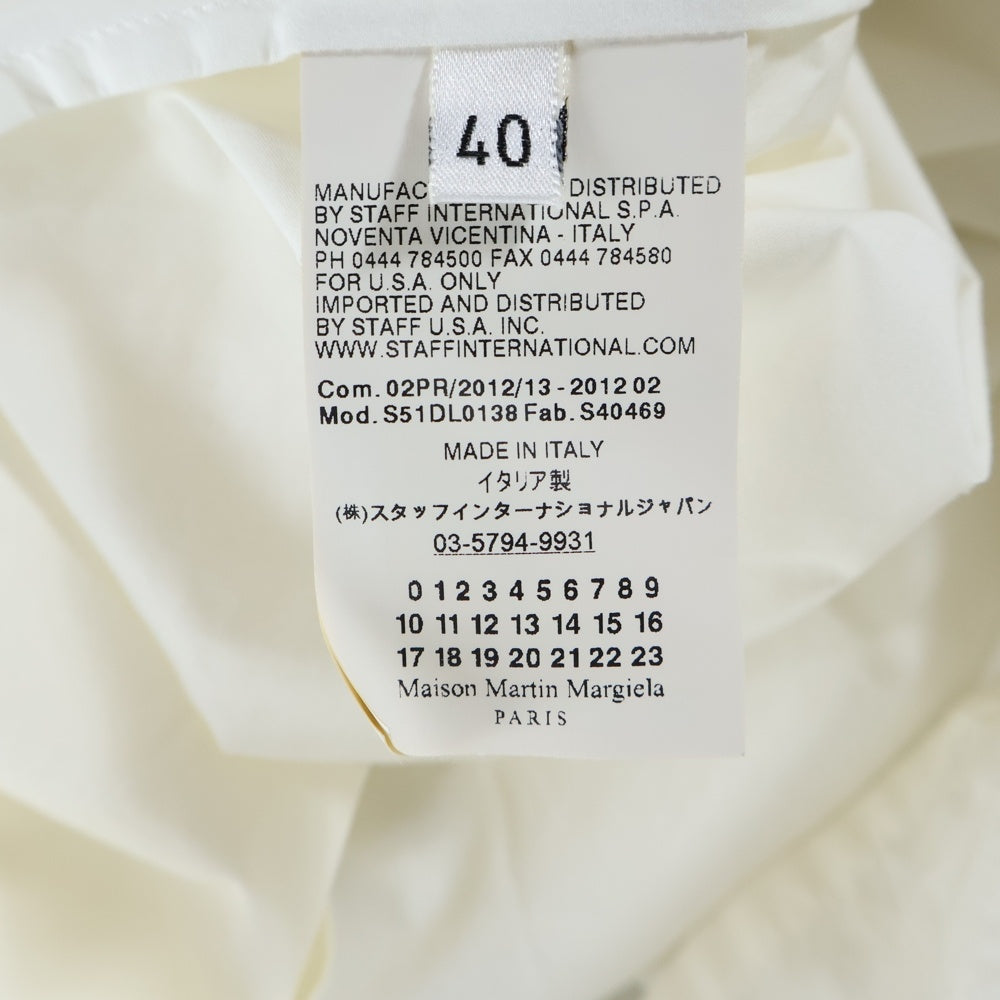 Maison Martin Margiela(メゾンマルタンマルジェラ) 12SS 比翼ボタン コットン ポンチョ シャツ ホワイト S51DL0138 レディース