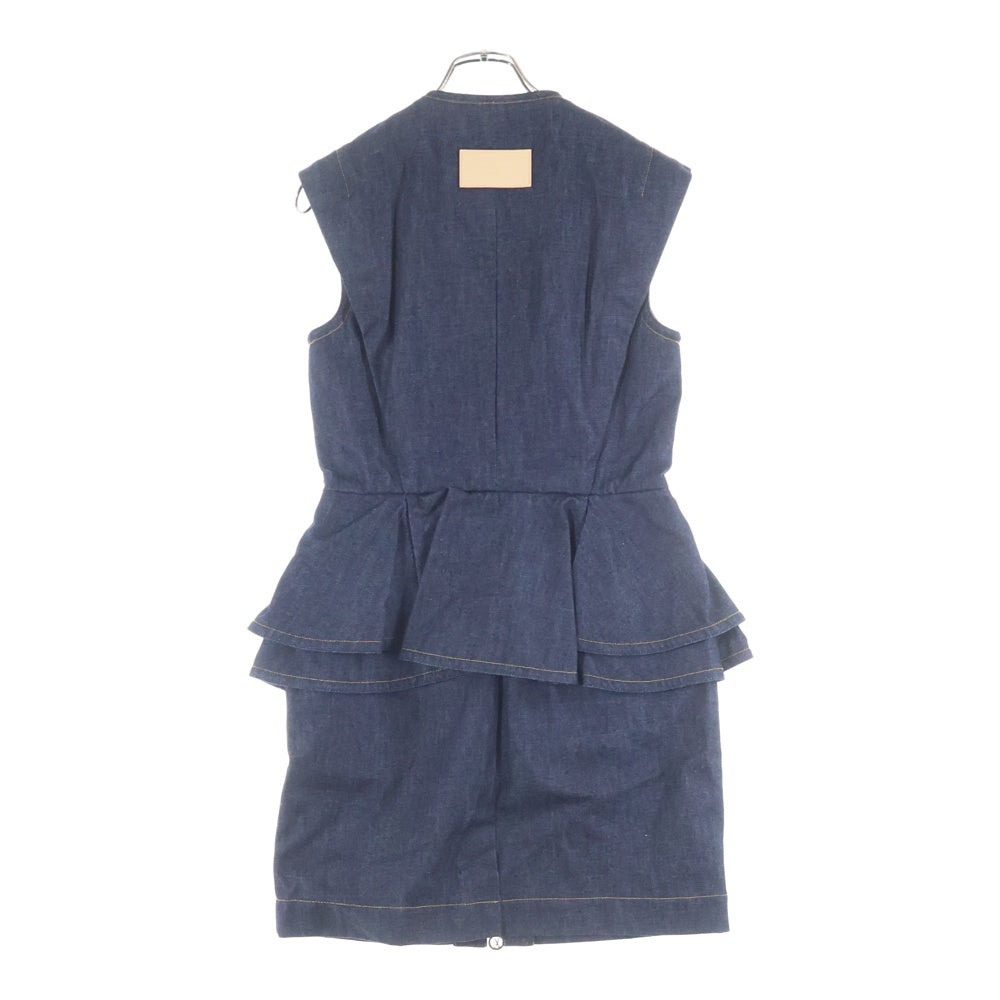 LOUIS VUITTON(ルイヴィトン) 25SS ノースリーブ フリル ジップアップ デニム フラウンスドレス ぺプラムドレス インディゴ レディース RW251WB EFY FSRO95