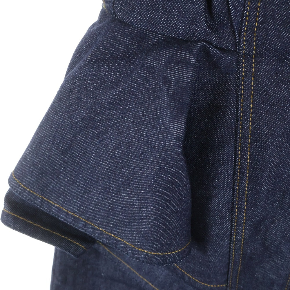 LOUIS VUITTON(ルイヴィトン) 25SS ノースリーブ フリル ジップアップ デニム フラウンスドレス ぺプラムドレス インディゴ レディース RW251WB EFY FSRO95