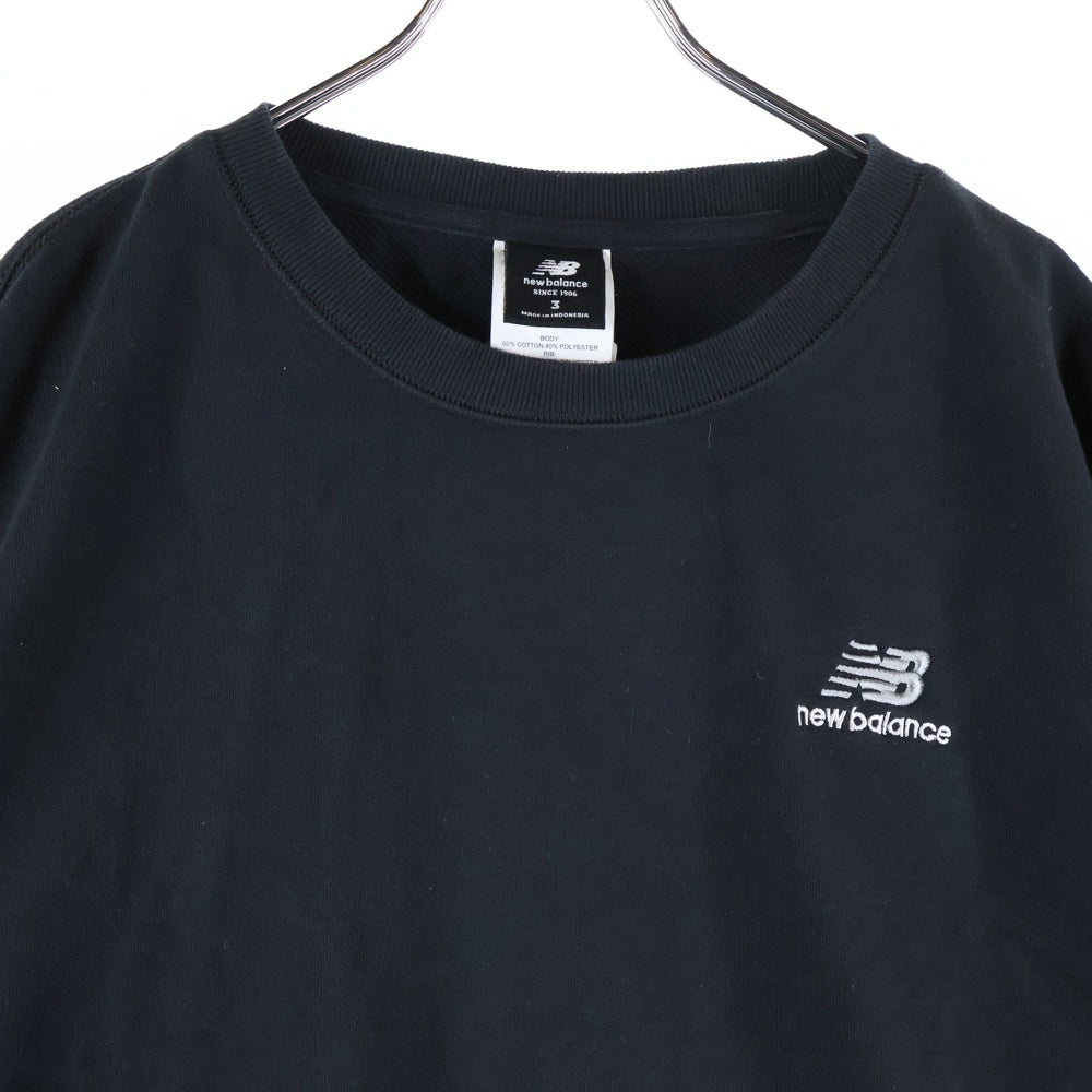 New Balance(ニューバランス) ロゴ刺繍 クルーネック スウェット トレーナー ブラック S2309KAH962