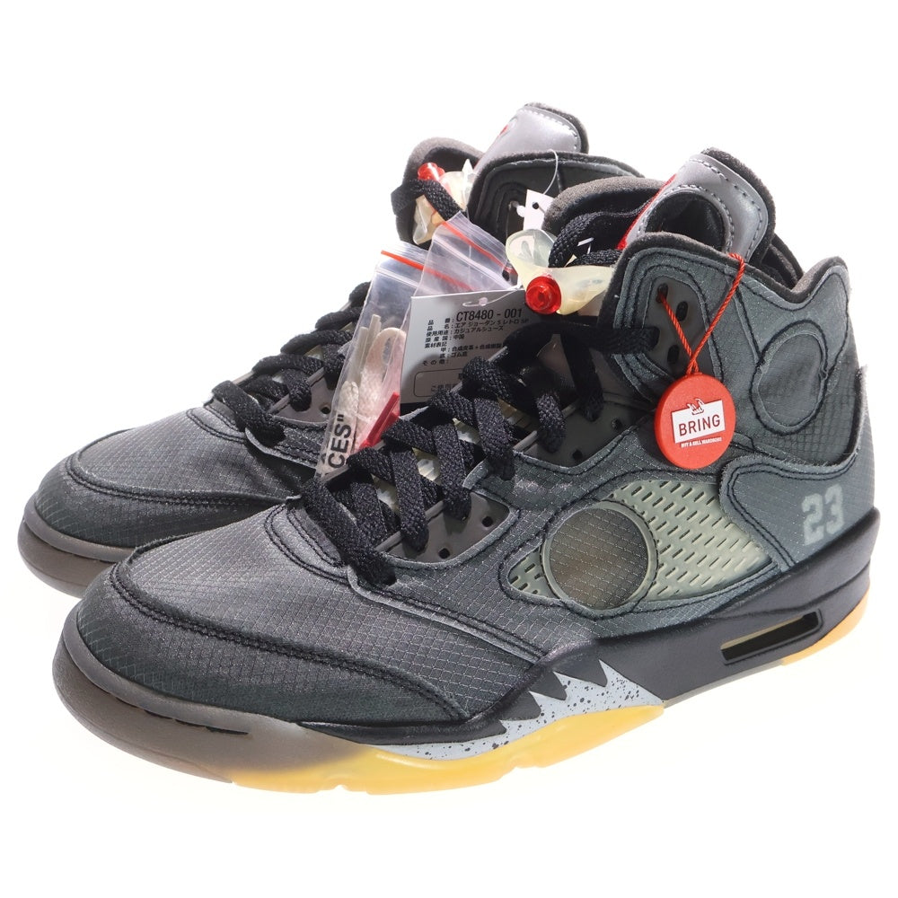 NIKE(ナイキ) ×OFF-WHITE AIR JORDAN 5 RETRO SP オフホワイト エアジョーダン5レトロ ハイカットスニーカー ブラック US9/27cm CT8480-001