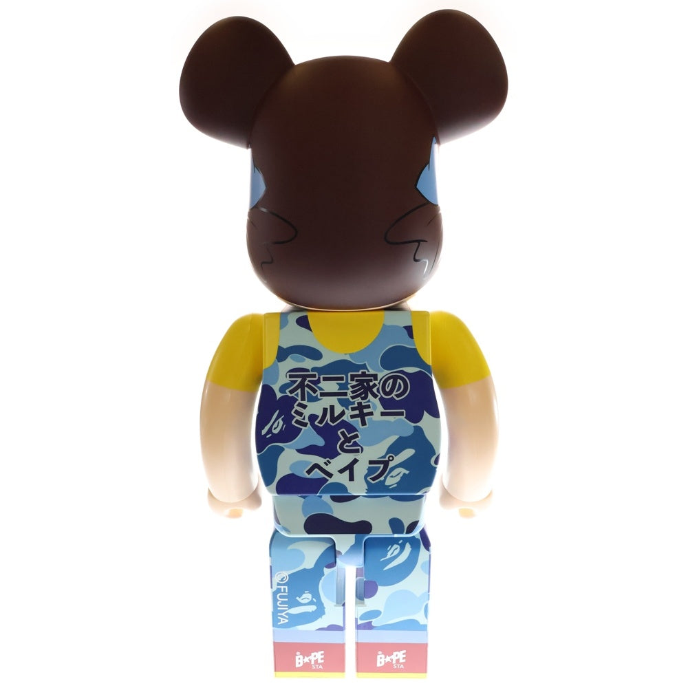 MEDICOM TOY(メディコムトイ) ×BAPE ×FUJIYA BE@BRICK べイプ 不二家 ペコちゃん カモ柄 ベアブリック 人形 ブルー 1000%